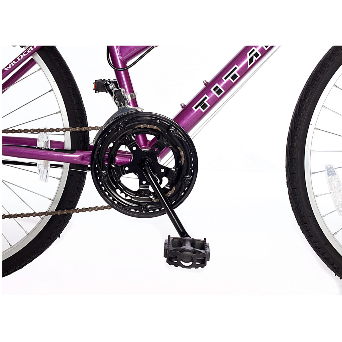 Titan Wildcat Women’s Mountain Bike – 18-Speed, White & Lavender Frame