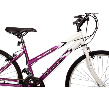 Titan Wildcat Women’s Mountain Bike – 18-Speed, White & Lavender Frame