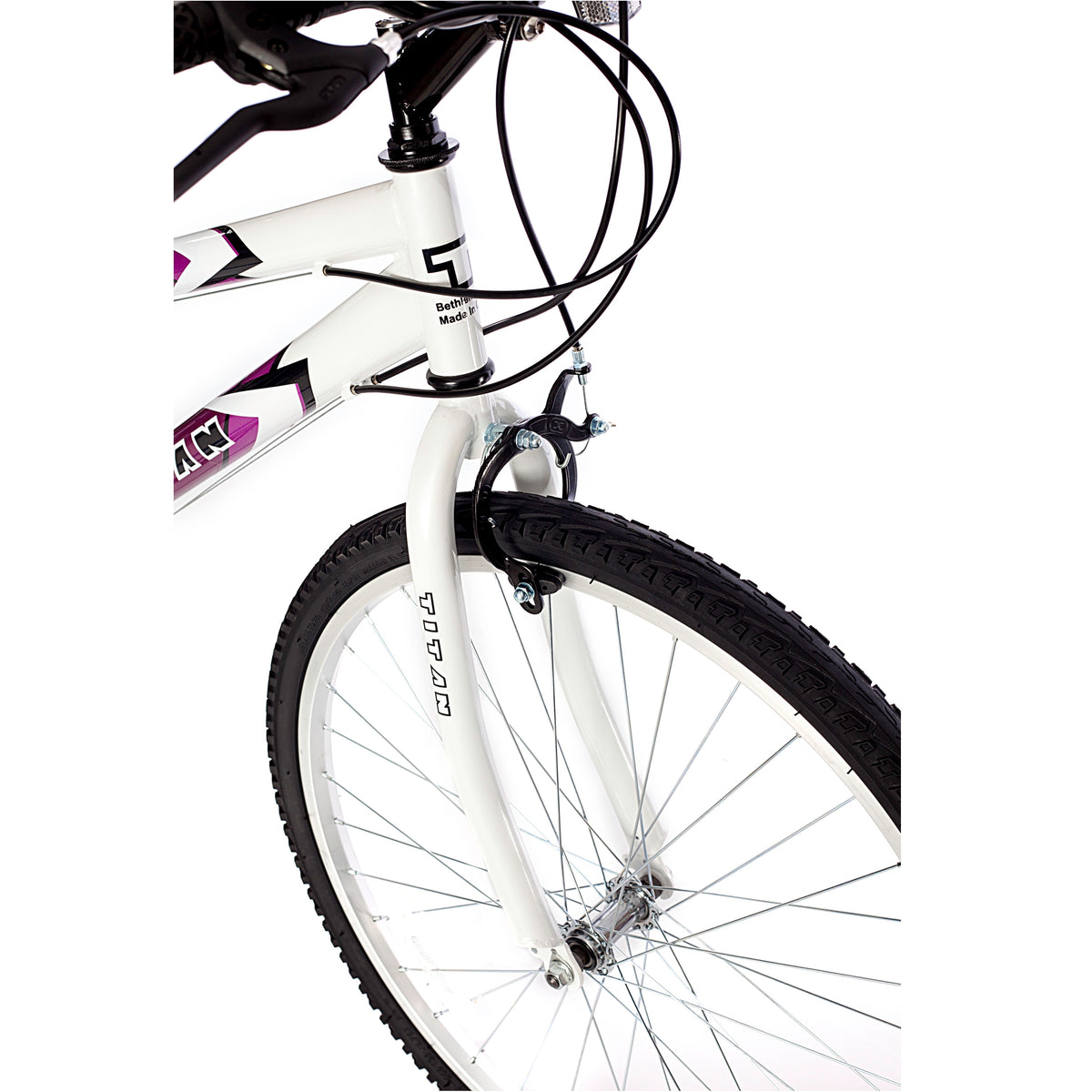 Titan Wildcat Women’s Mountain Bike – 18-Speed, White & Lavender Frame